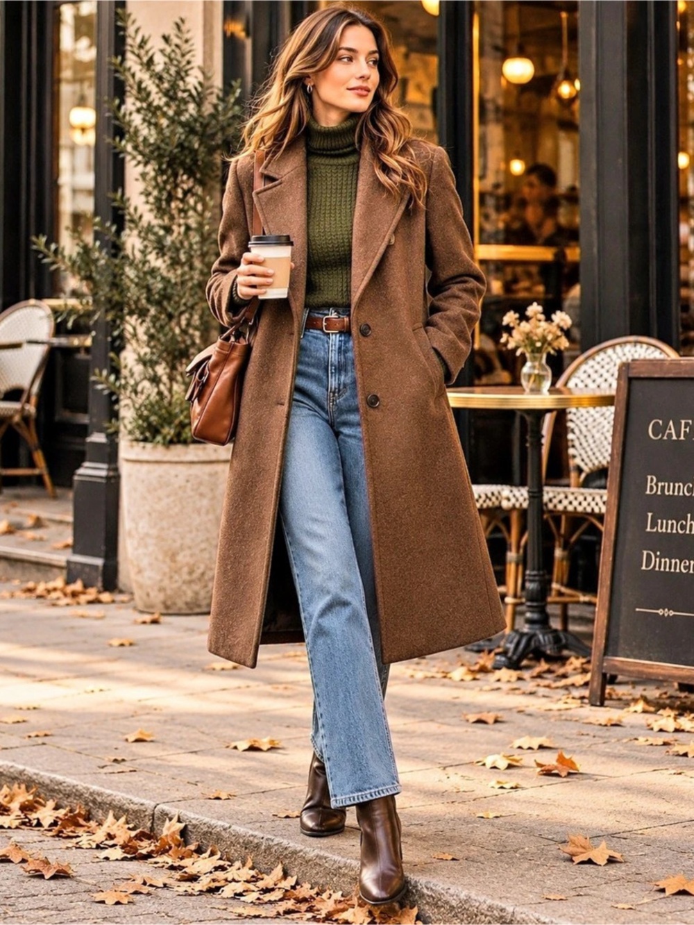 Women's Brown Long Coat Like New